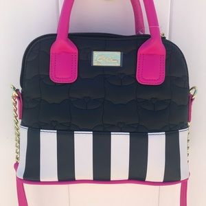 Betsey Johnson Satchel Cat Hot Pink Black NWT rare